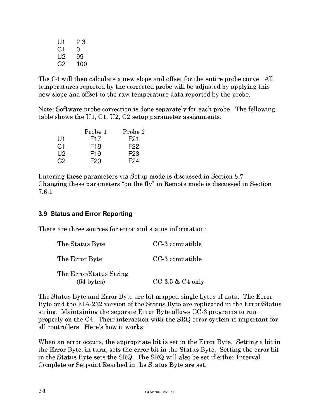 Sigma C4 manual Status and Error Reporting 