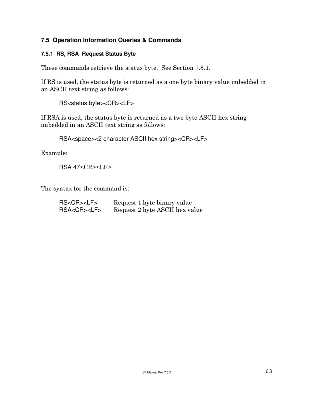 Sigma C4 manual Operation Information Queries & Commands 