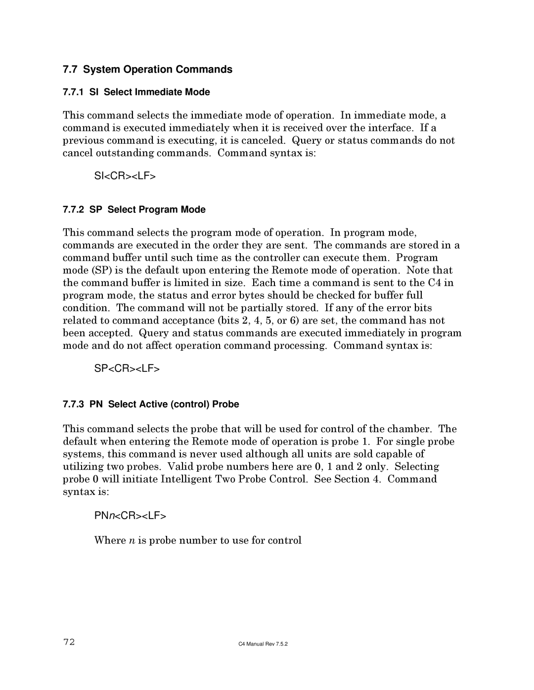 Sigma C4 manual System Operation Commands 