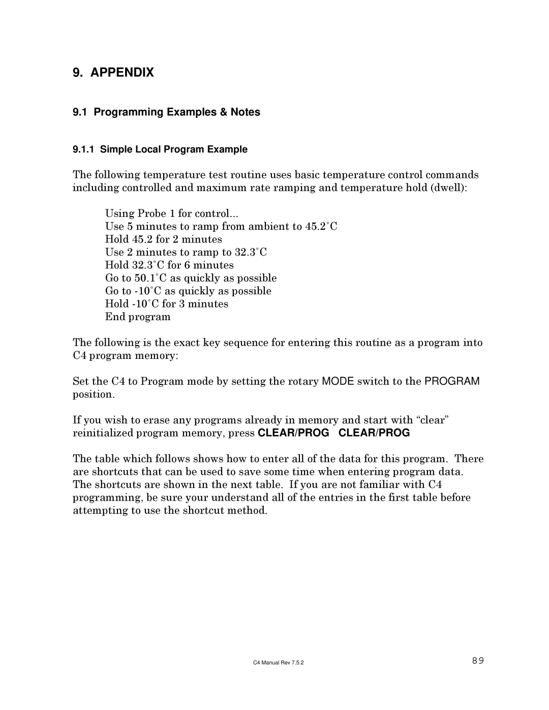 Sigma C4 manual Appendix, Programming Examples & Notes 