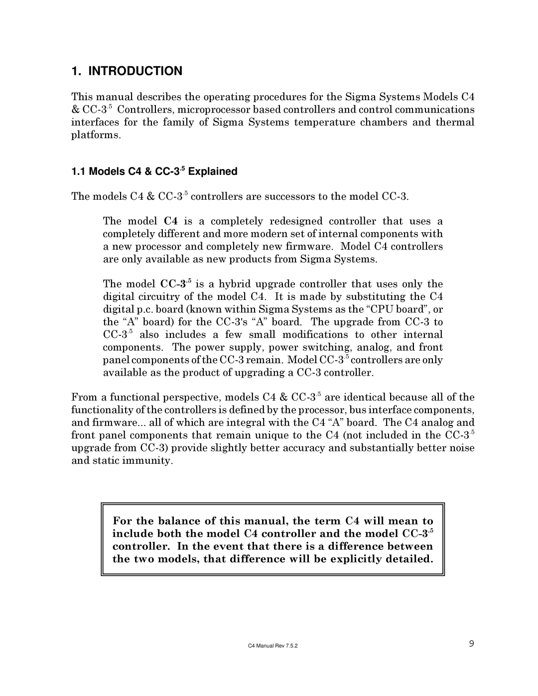 Sigma manual Introduction, Models C4 & CC-3.5Explained 
