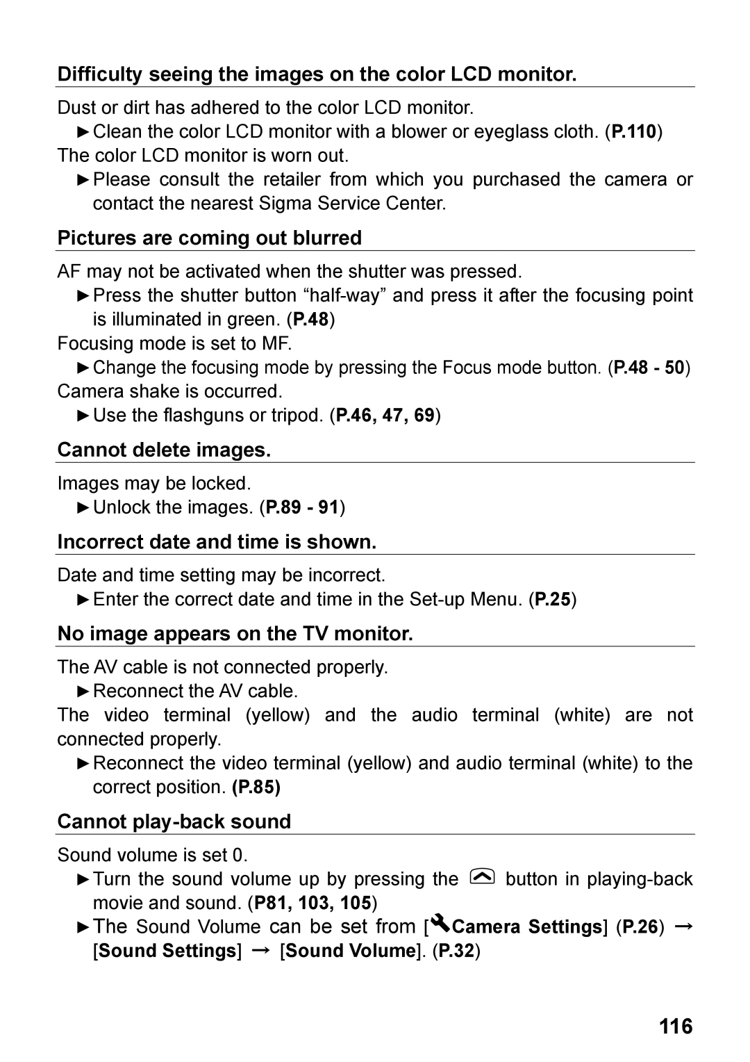 Sigma DP2, C72900 user manual 116 