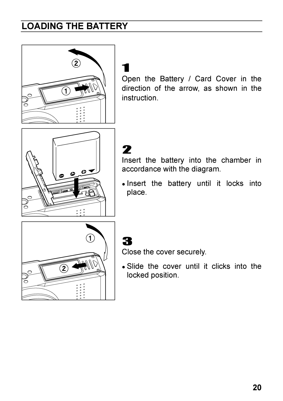 Sigma DP2, C72900 user manual Loading the Battery 