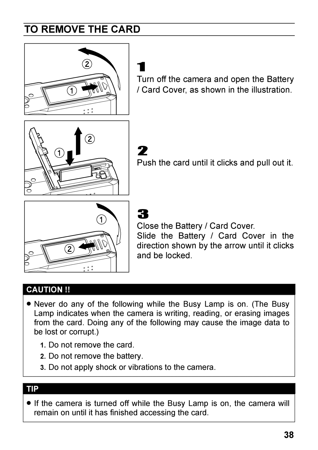 Sigma DP2, C72900 user manual To Remove the Card 