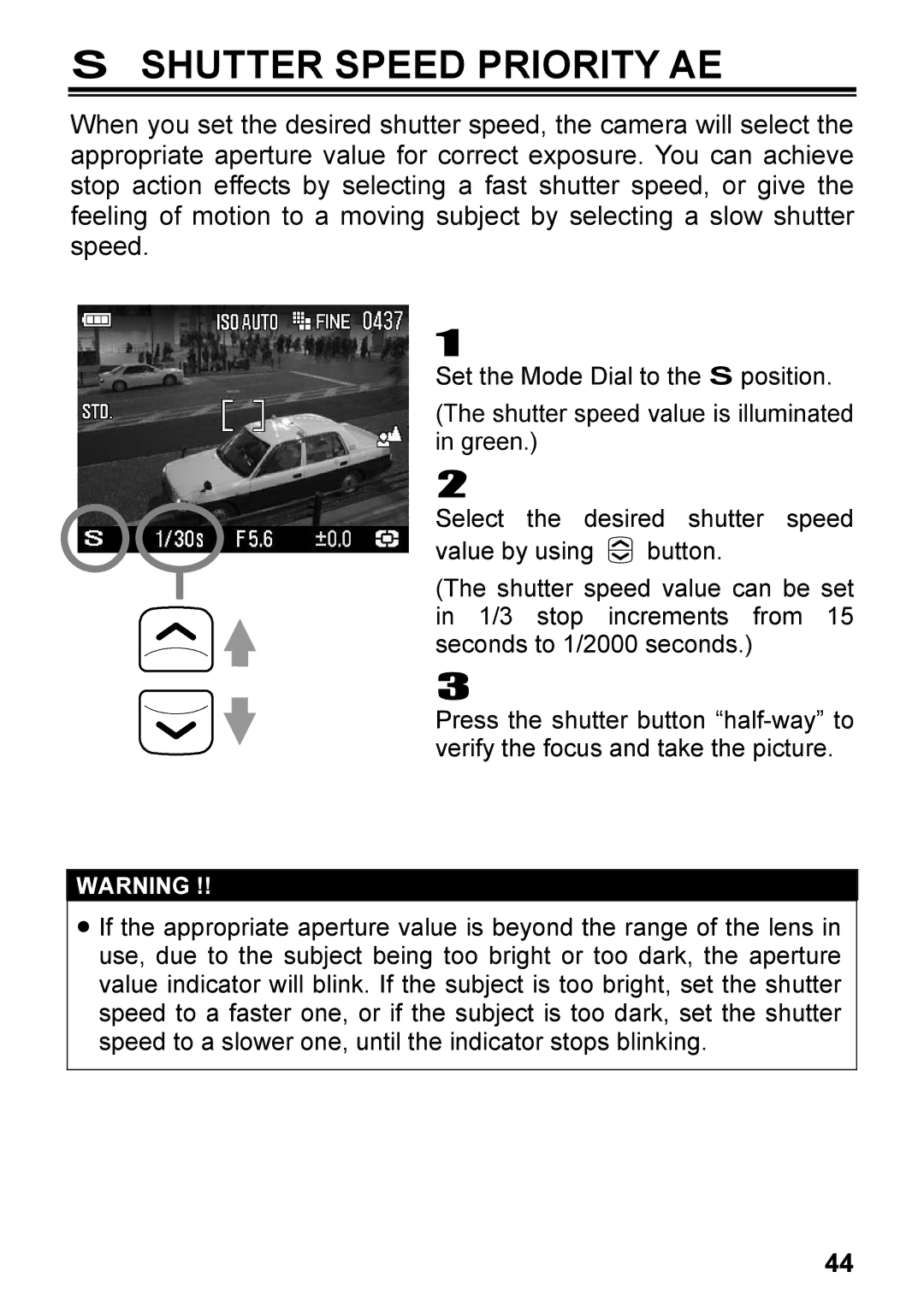 Sigma DP2, C72900 user manual Shutter Speed Priority AE 