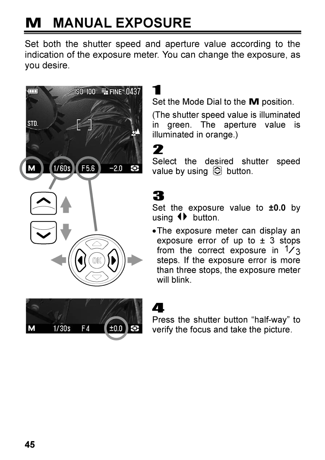 Sigma C72900, DP2 user manual Manual Exposure 