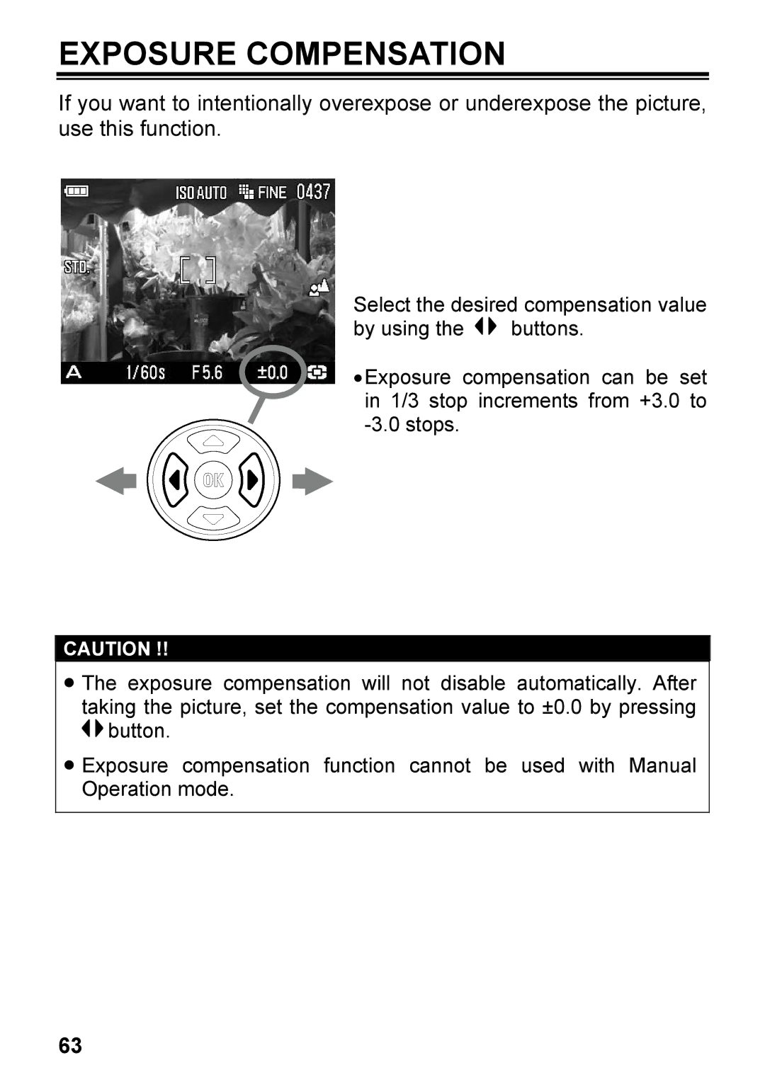 Sigma C72900, DP2 user manual Exposure Compensation 