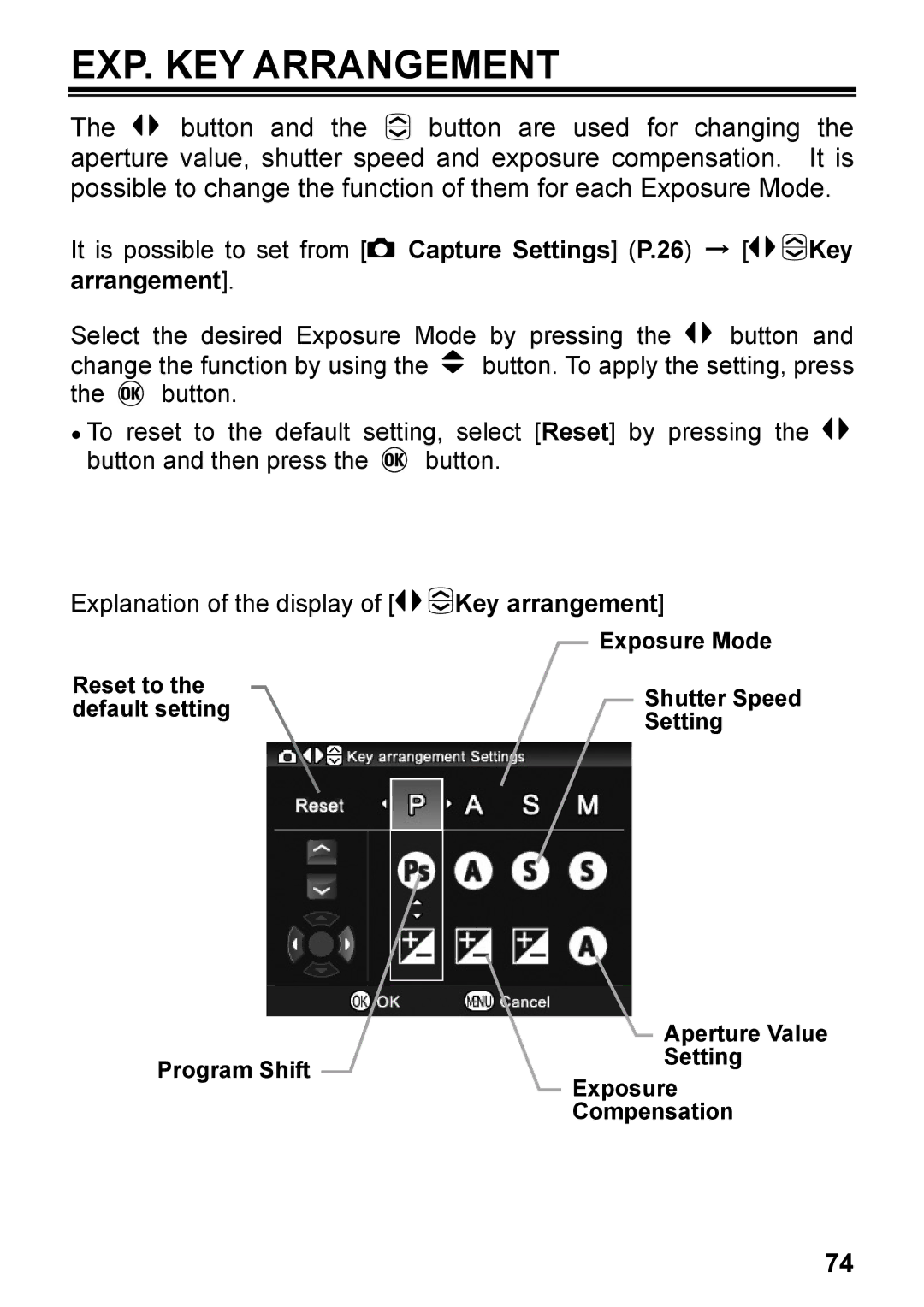 Sigma DP2, C72900 user manual EXP. KEY Arrangement, Exposure Mode 