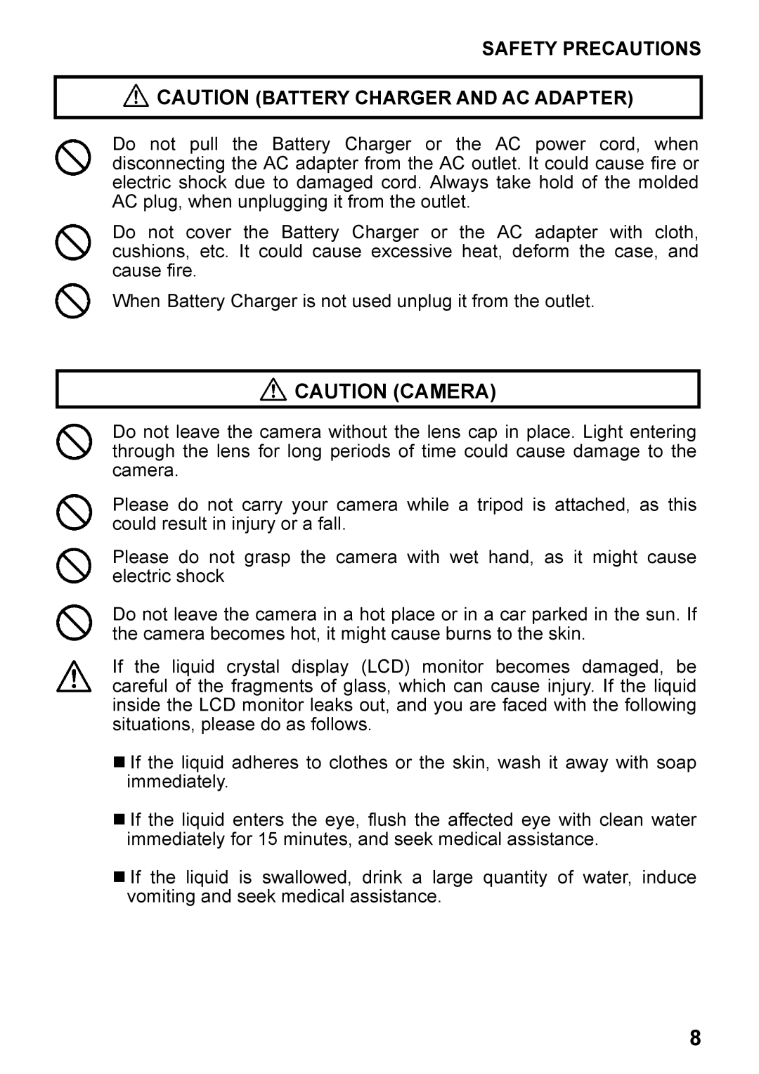 Sigma DP2, C72900 user manual Safety Precautions 