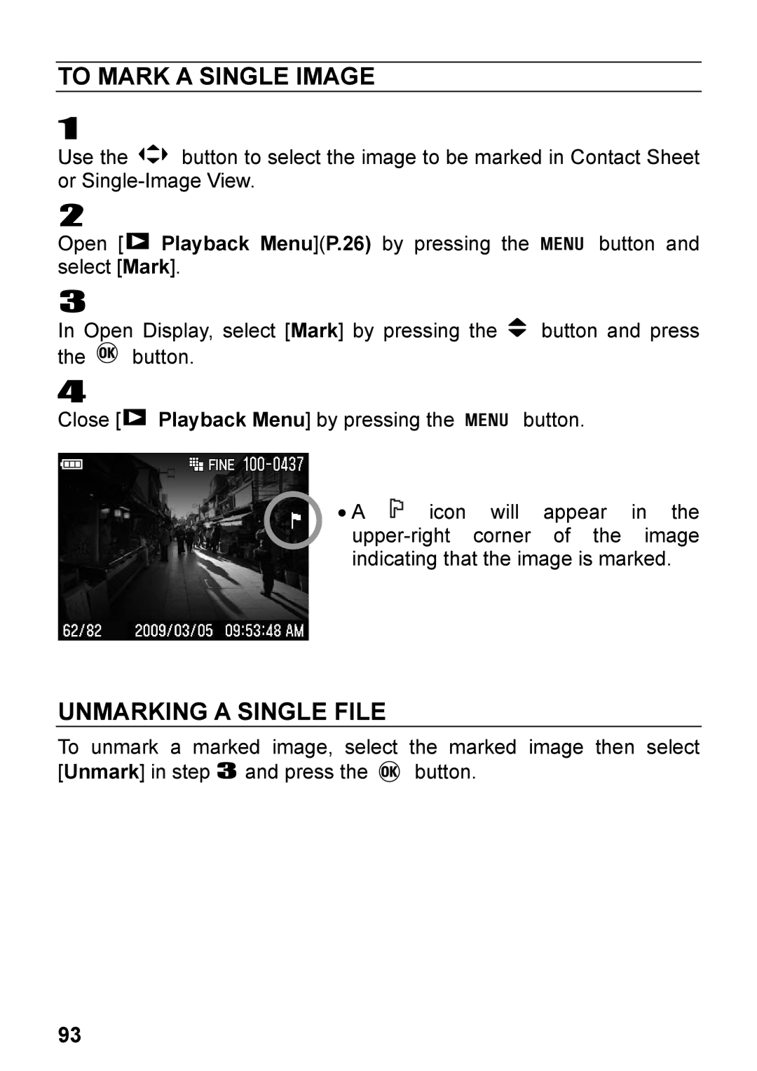 Sigma C72900, DP2 user manual To Mark a Single Image, Unmarking a Single File 