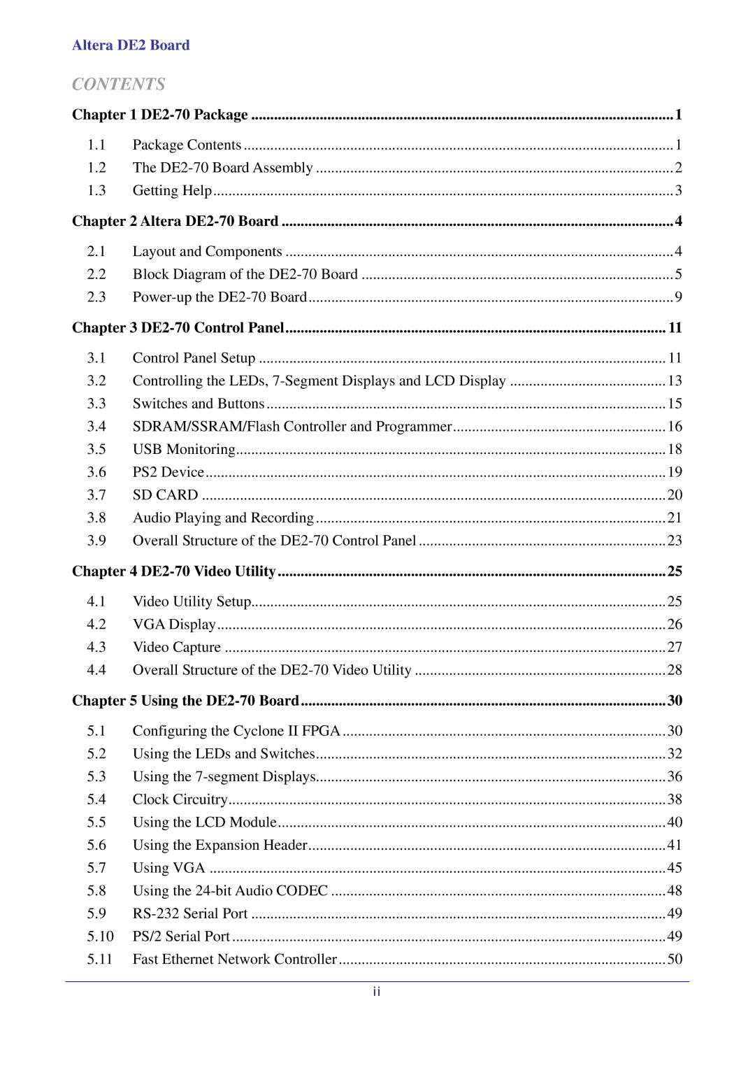 Sigma DE2-70 manual Contents 