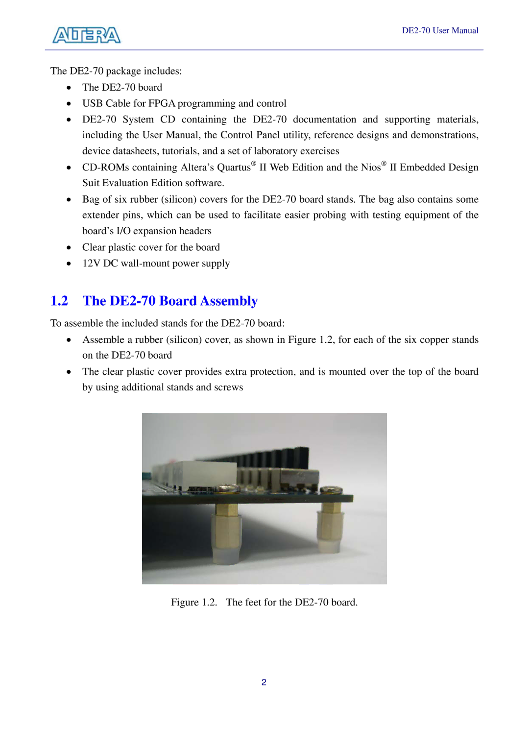 Sigma manual DE2-70 Board Assembly, Feet for the DE2-70 board 