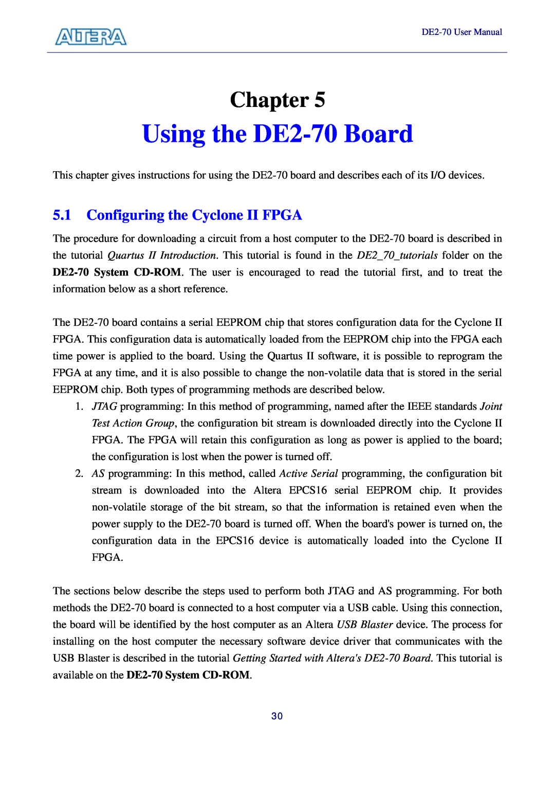 Sigma manual Using the DE2-70 Board, Configuring the Cyclone II FPGA, Chapter 