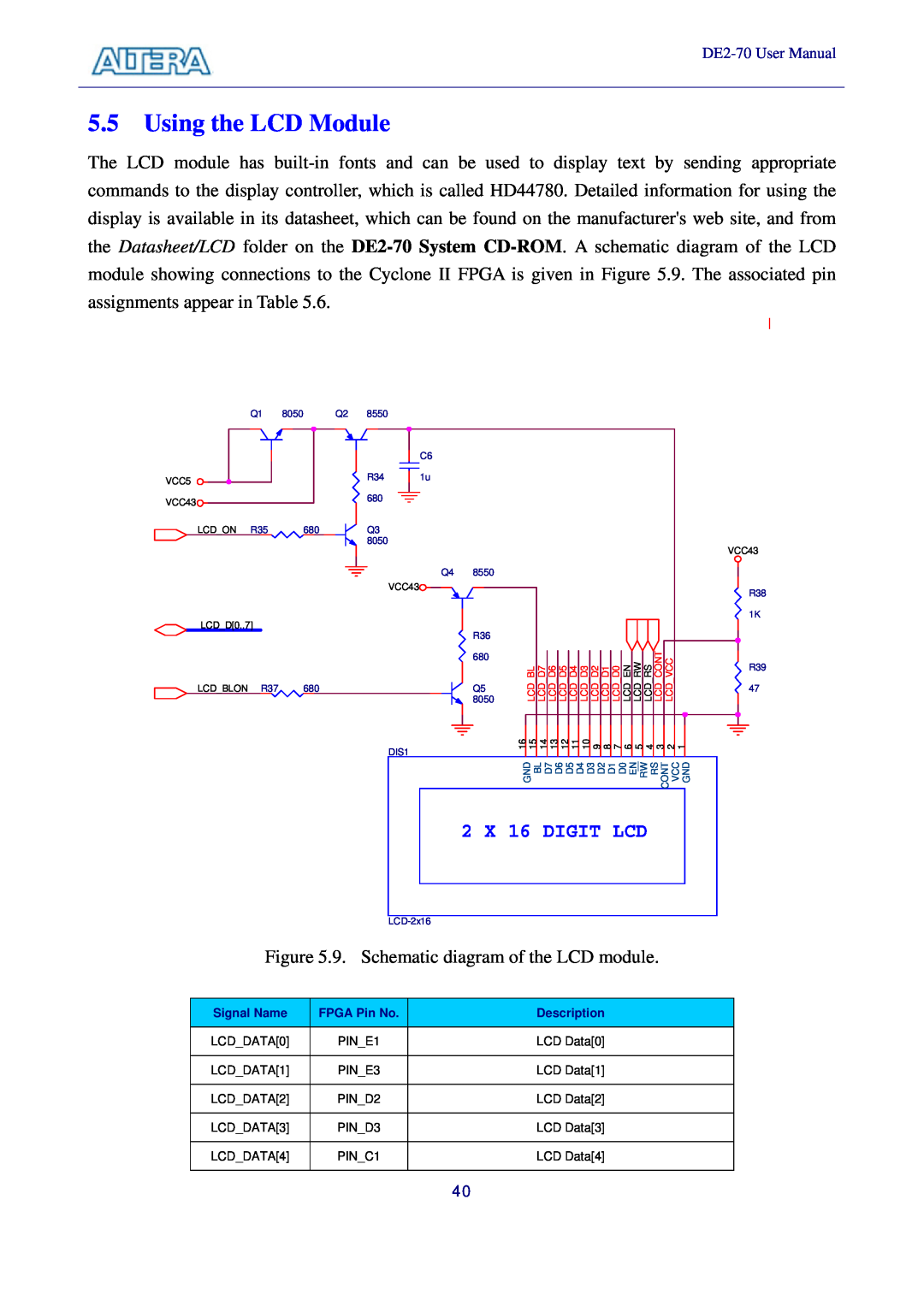 Sigma DE2-70 manual Using the LCD Module, Digit Lcd 