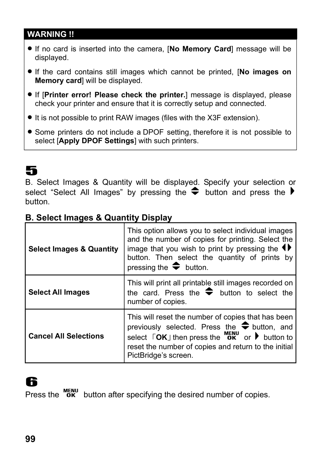 Sigma DP1 user manual Select Images & Quantity Displayᴾ 