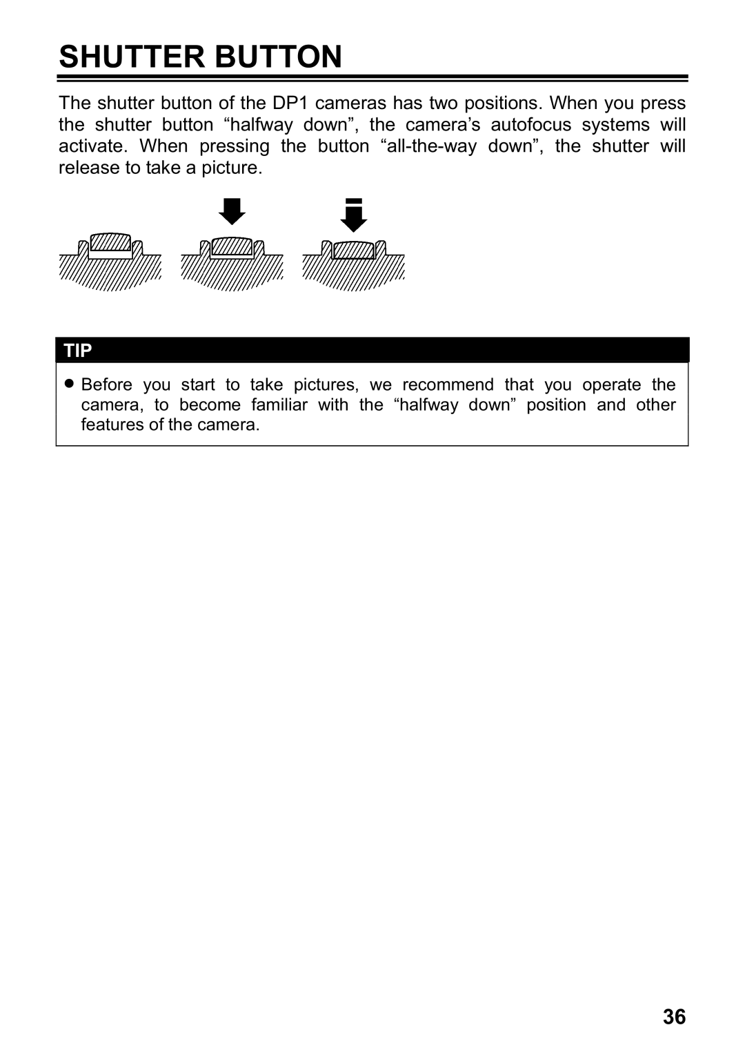 Sigma DP1 user manual Shutter Button 