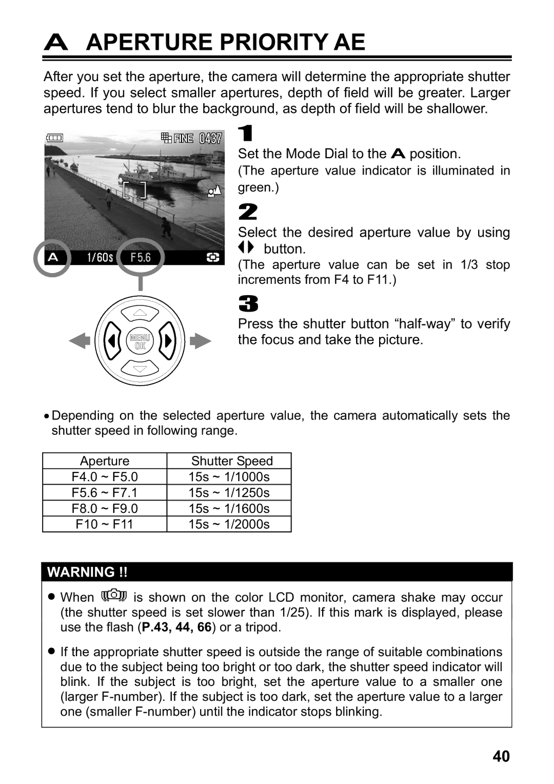 Sigma DP1 user manual Aperture Priority AE 