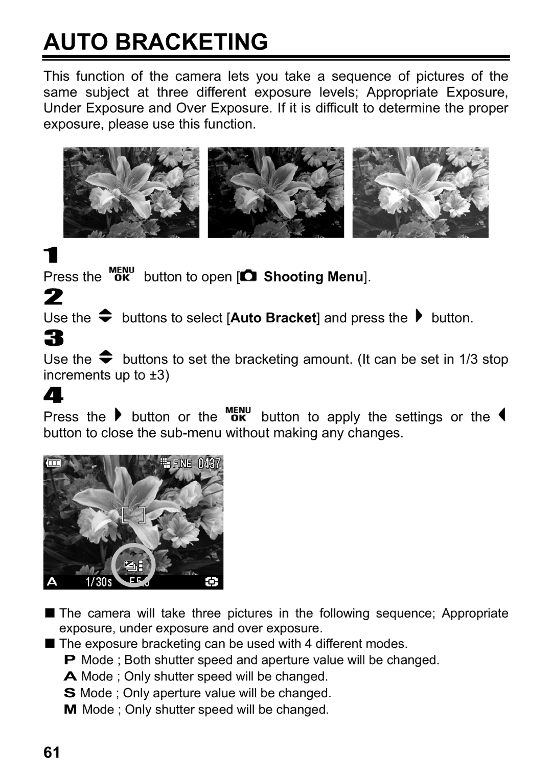 Sigma DP1 user manual Auto Bracketing 