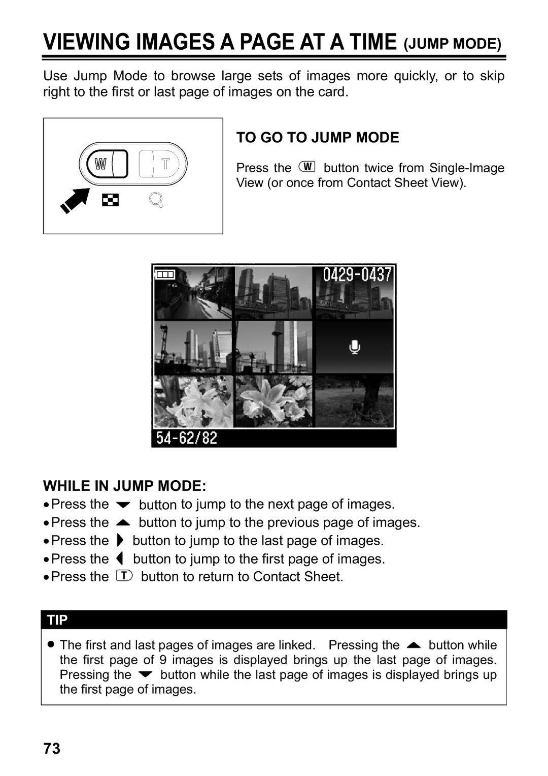 Sigma DP1 user manual To GO to Jump Mode, While in Jump Mode 