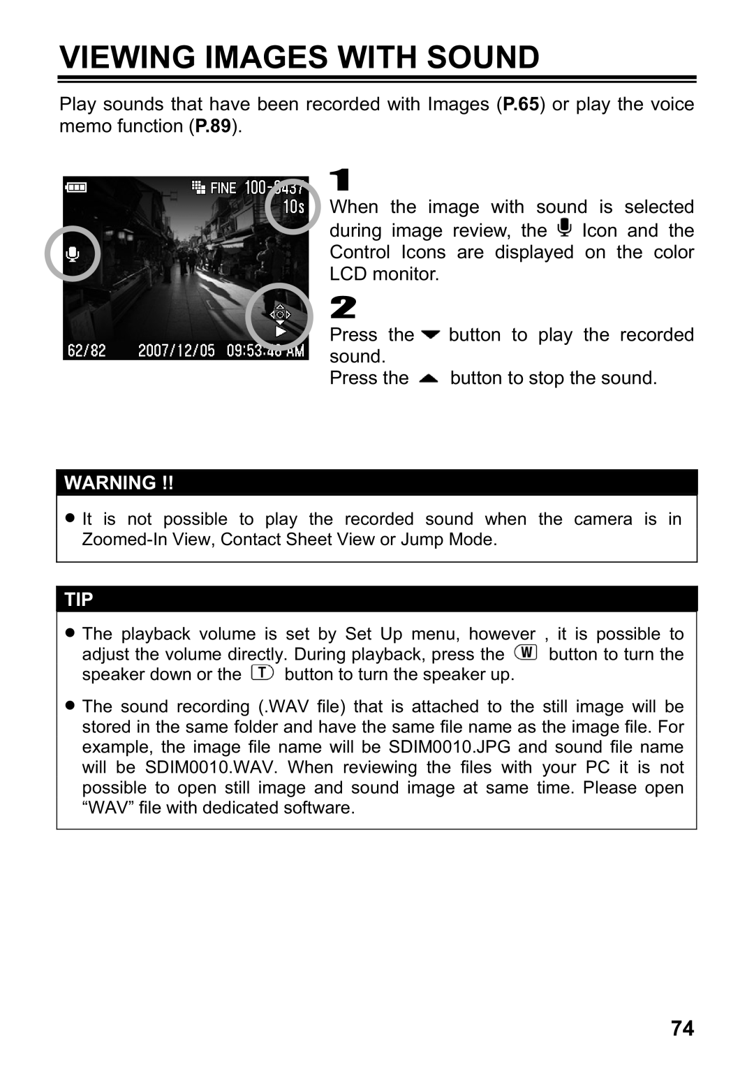 Sigma DP1 user manual Viewing Images with Sound 