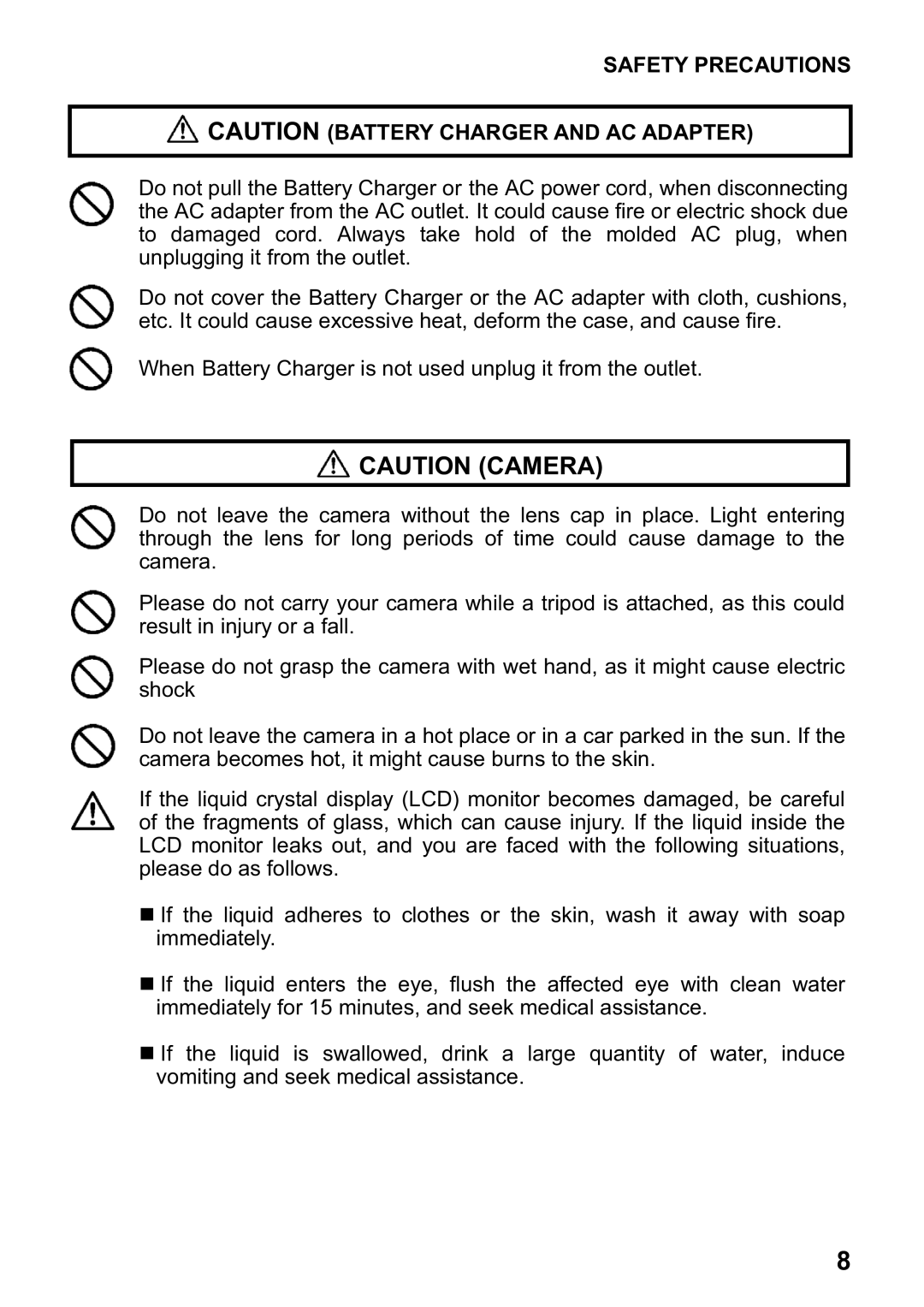 Sigma DP1 user manual Safety Precautions 