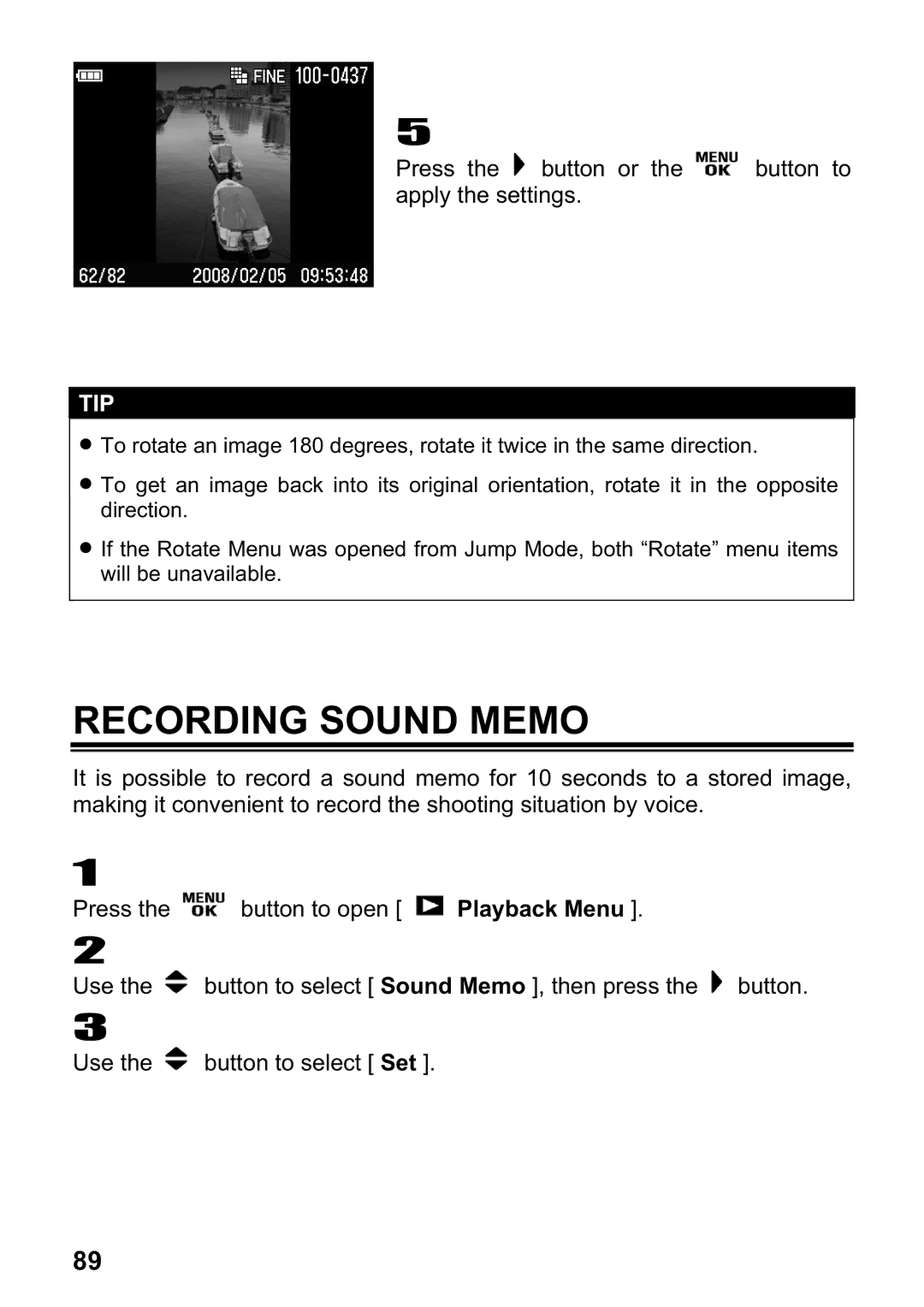 Sigma DP1 user manual Recording Sound Memo 