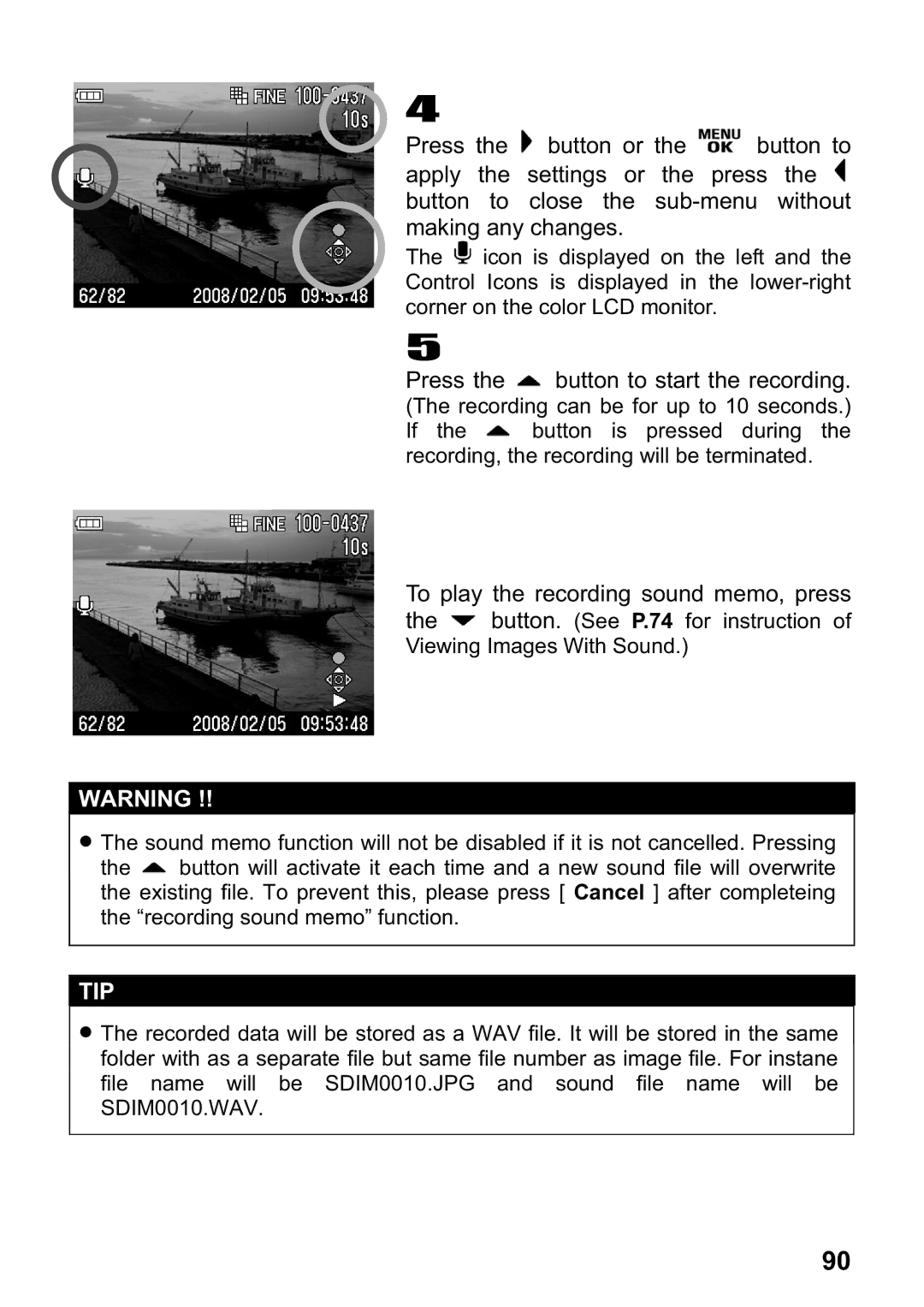 Sigma DP1 user manual Press the button to start the recording 