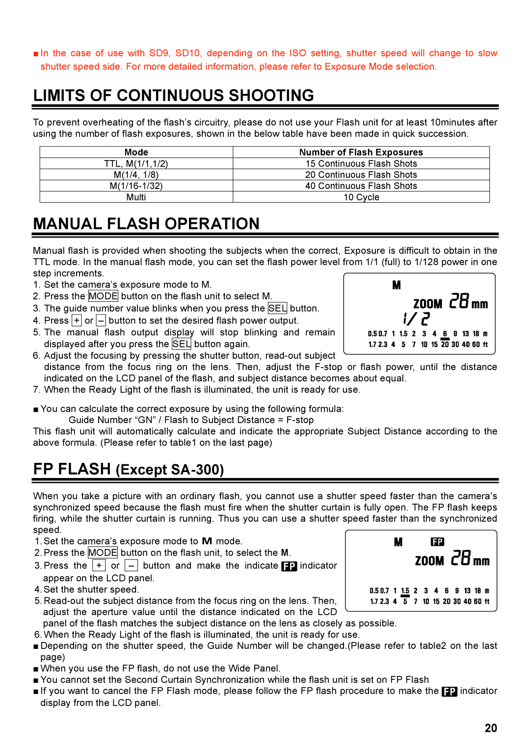 Sigma EF-500 manual Limits of Continuous Shooting, Manual Flash Operation 