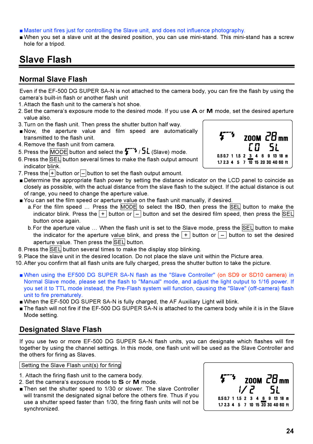 Sigma EF-500 manual Normal Slave Flash, Designated Slave Flash 