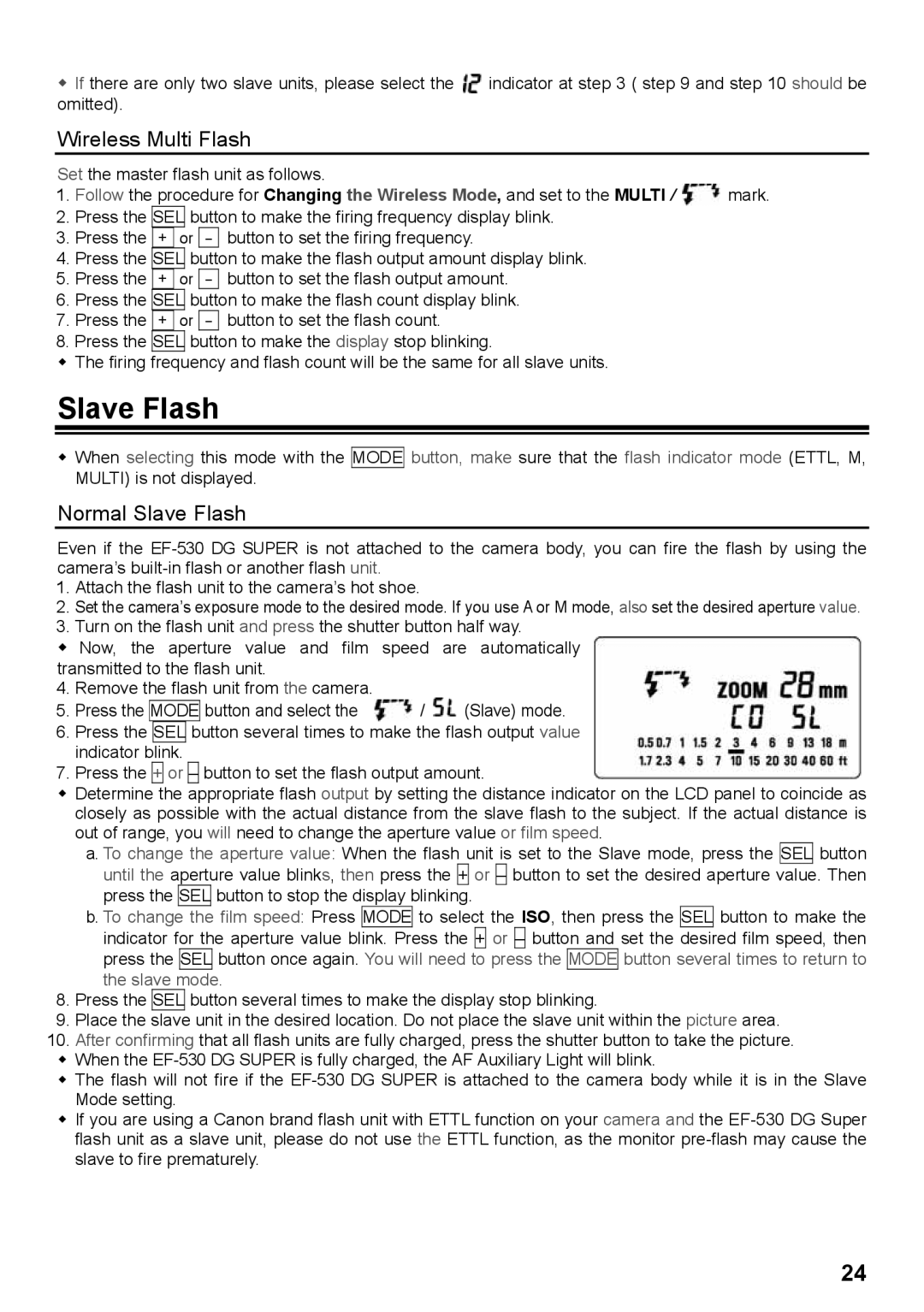 Sigma EF-530 instruction manual Wireless Multi Flash, Normal Slave Flash 