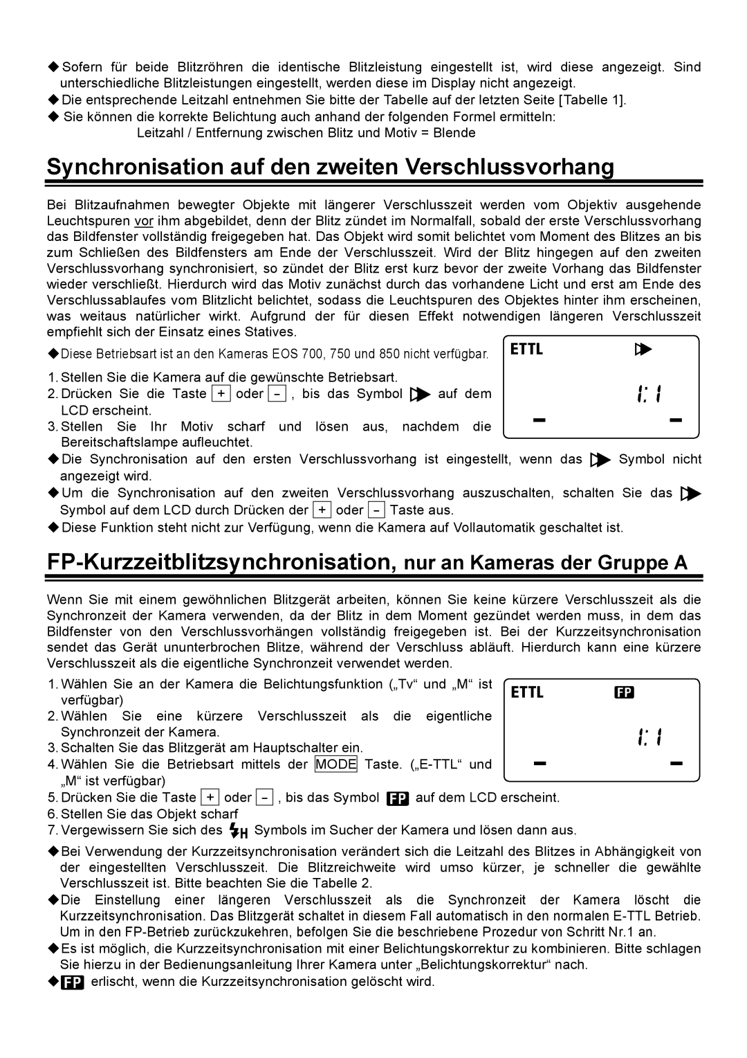 Sigma EM-140 DG manual Synchronisation auf den zweiten Verschlussvorhang 