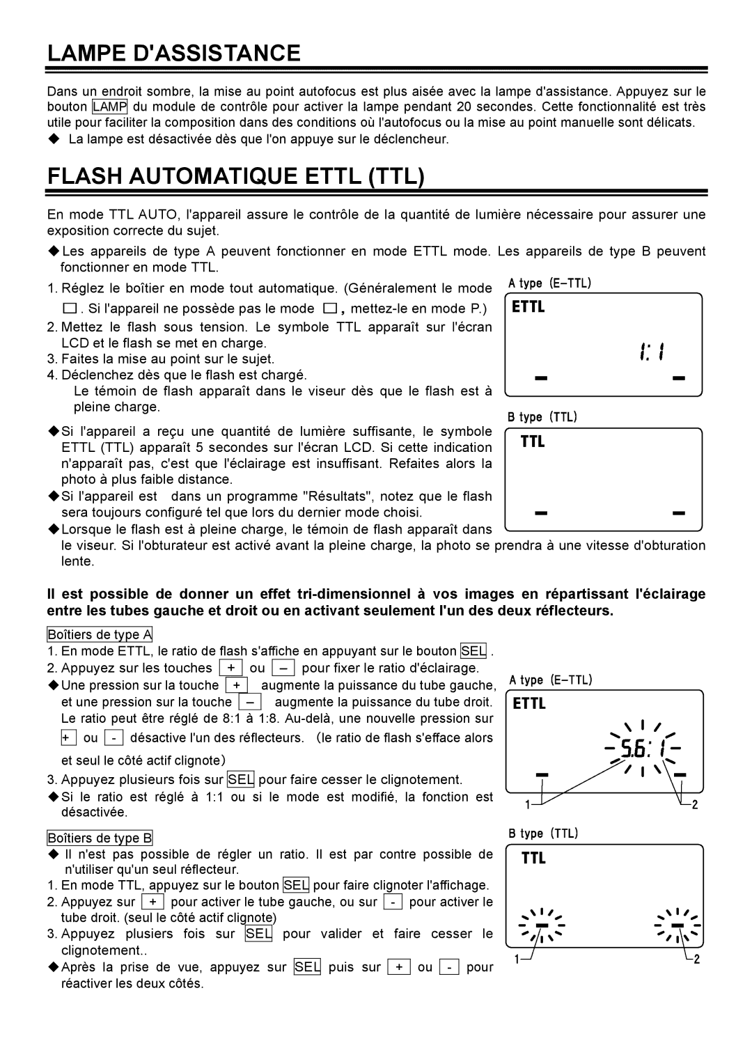 Sigma EM-140 DG manual Lampe Dassistance, Flash Automatique Ettl TTL 