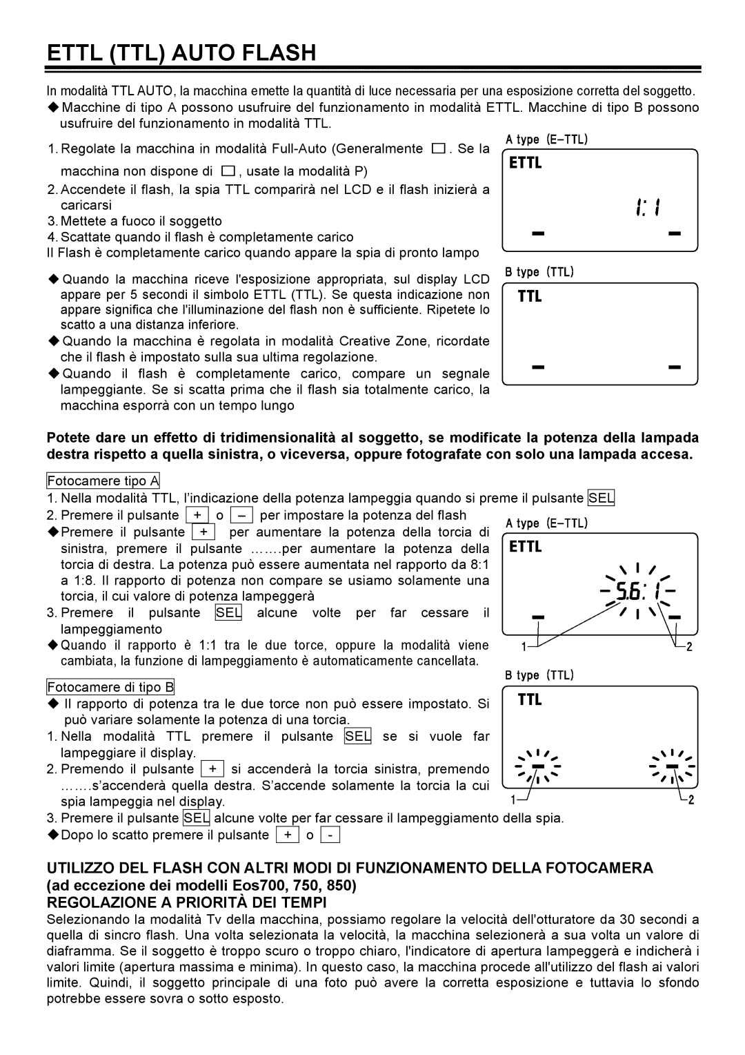 Sigma EM-140 DG manual Regolazione a Priorità DEI Tempi 