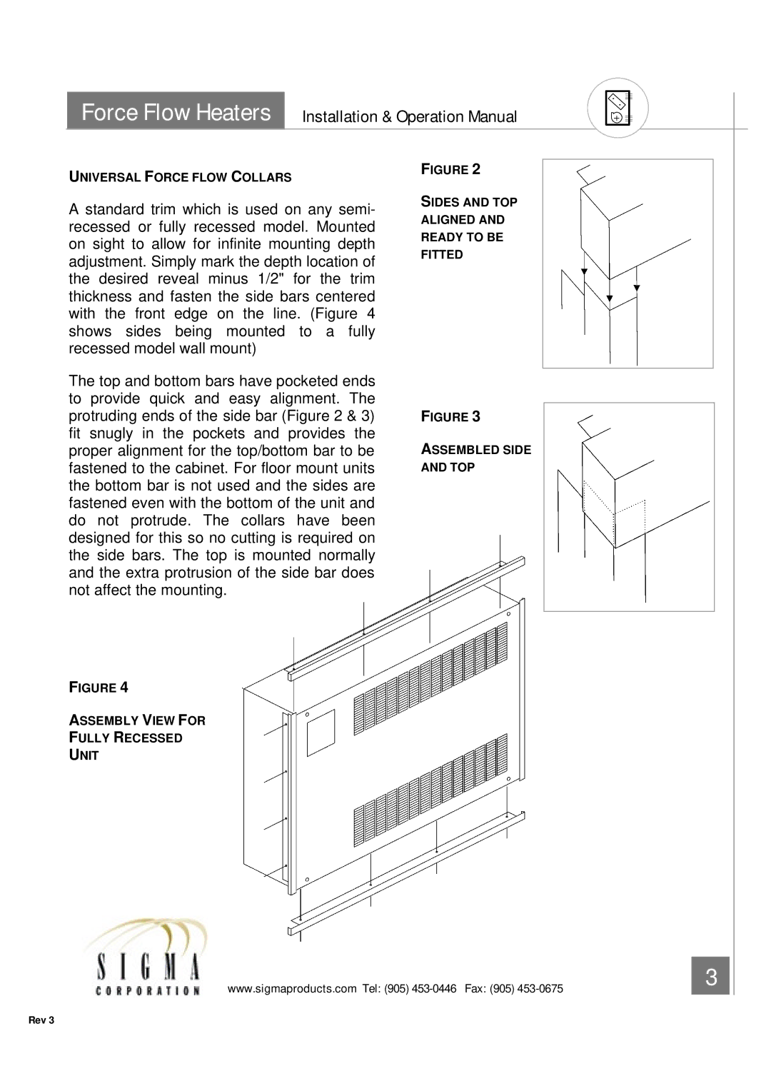 Sigma Force Flow Heaters operation manual Universal Force Flow Collars 