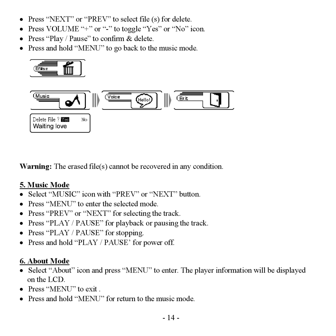 Sigma H- F1381 instruction manual Music Mode, About Mode 