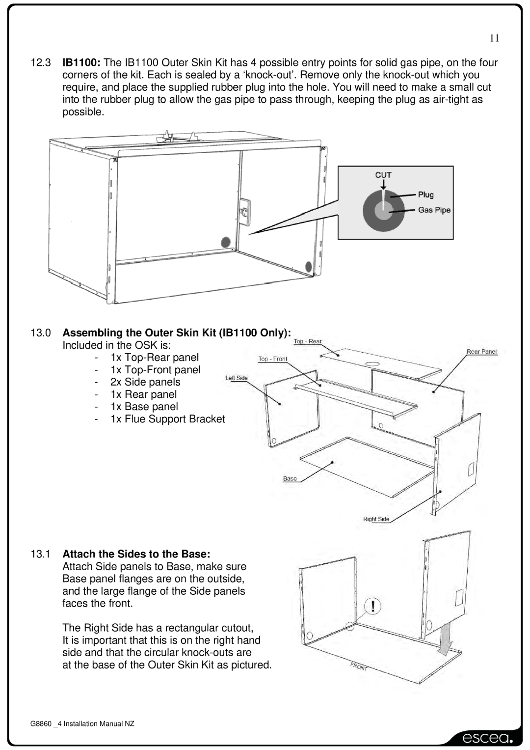 Sigma IB1100, IB600, IB850 installation manual Attach the Sides to the Base 