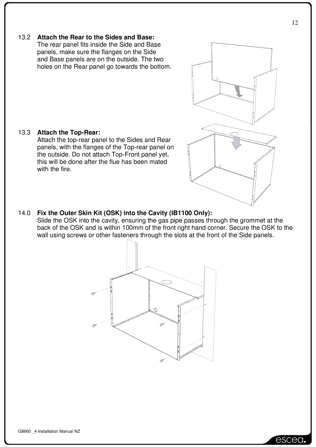 Sigma IB600, IB850, IB1100 installation manual Attach the Rear to the Sides and Base, Attach the Top-Rear 