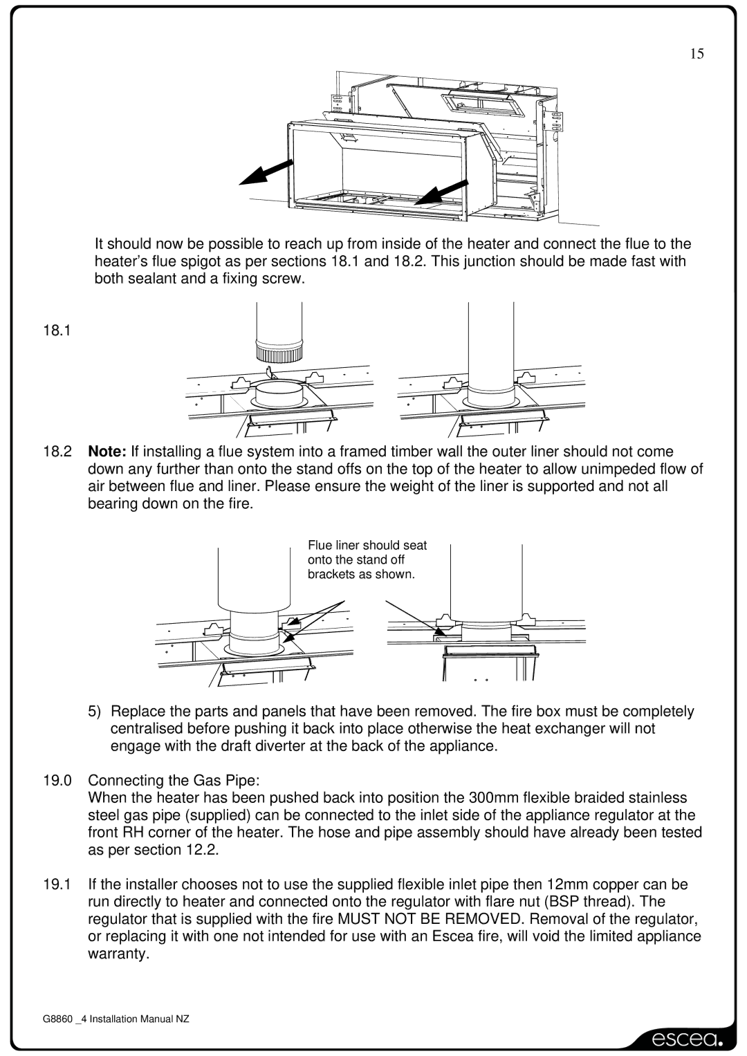 Sigma IB600, IB850, IB1100 installation manual Connecting the Gas Pipe 