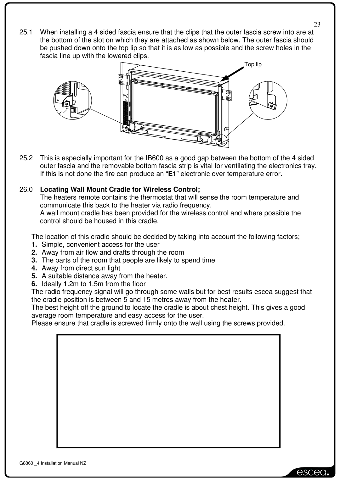 Sigma IB1100, IB600, IB850 installation manual Locating Wall Mount Cradle for Wireless Control 