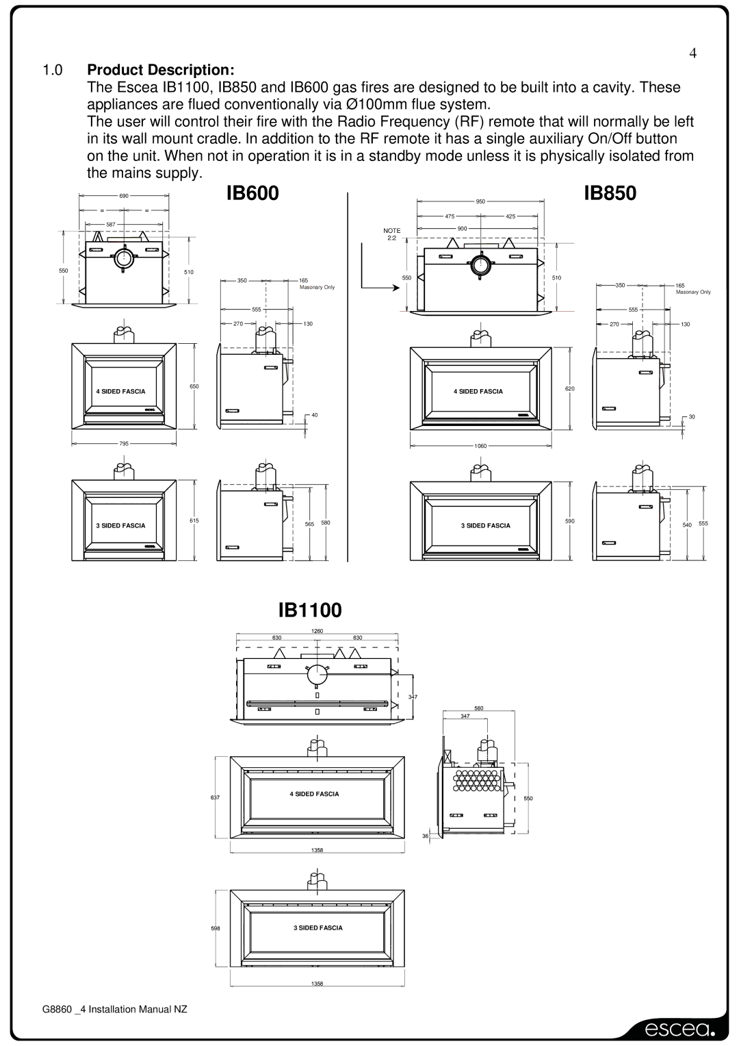 Sigma IB850, IB600, IB1100 installation manual Product Description 