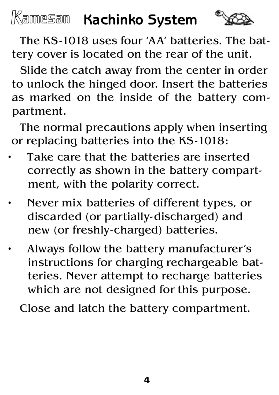 Sigma KS-1018 manual Kachinko System 