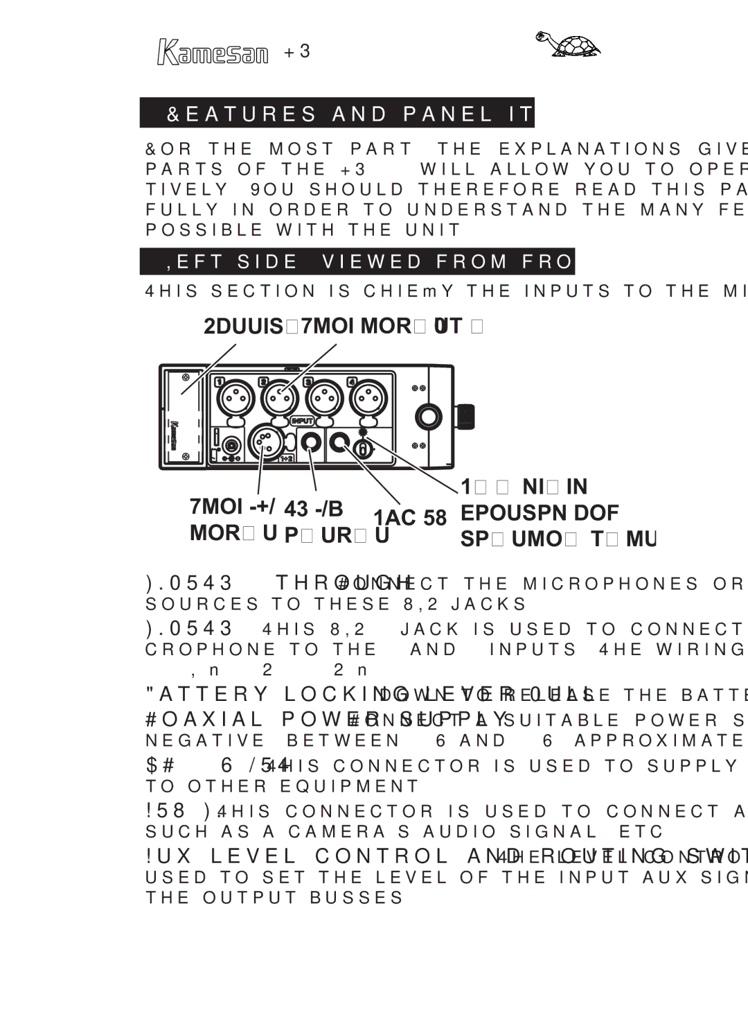 Sigma KS-342 manual Features and panel items, Left side viewed from front 