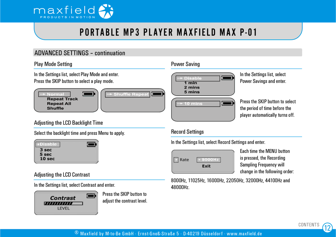 Sigma MAX P-01 user manual Advanced Settings continuation 