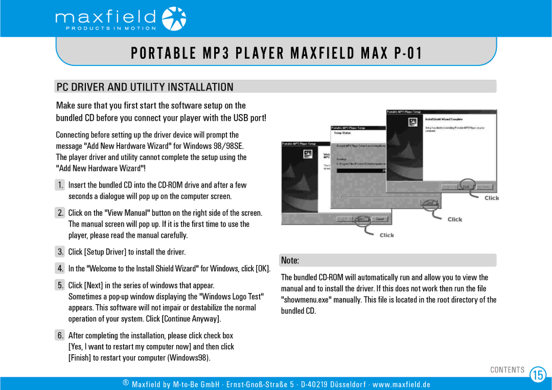 Sigma MAX P-01 user manual Click Setup Driver to install the driver, Click Next in the series of windows that appear 