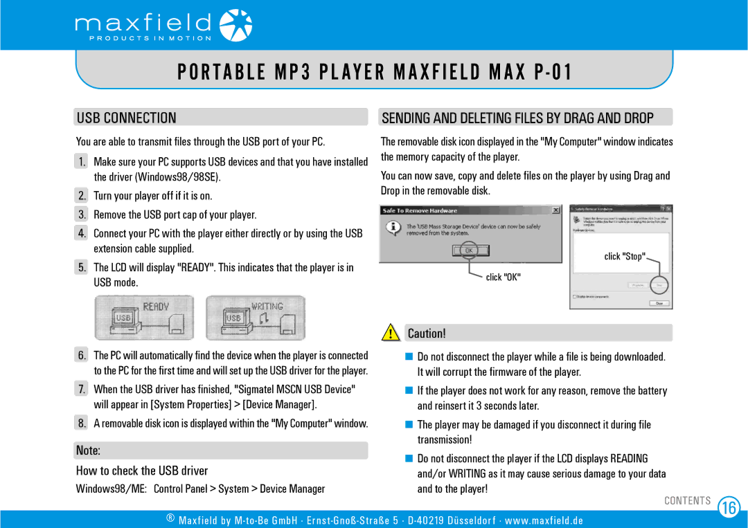 Sigma MAX P-01 user manual USB Connection, How to check the USB driver 