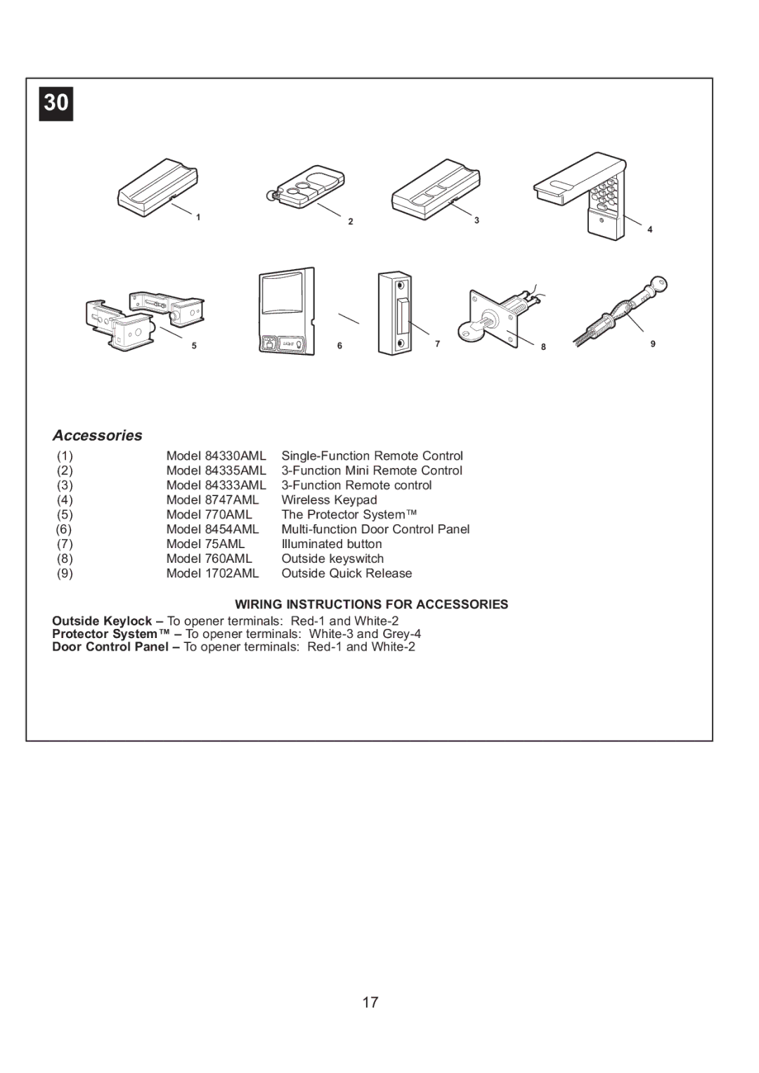 Sigma ML750 instruction manual Wiring Instructions for Accessories 