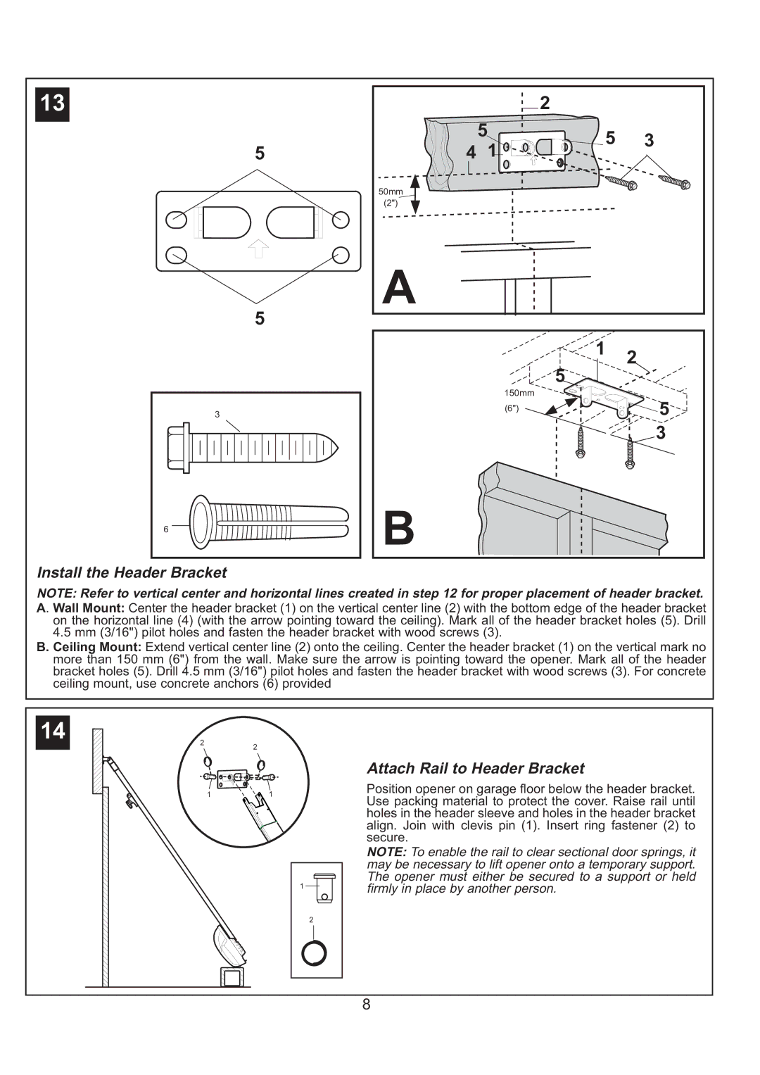 Sigma ML750 instruction manual Install the Header Bracket, Attach Rail to Header Bracket 