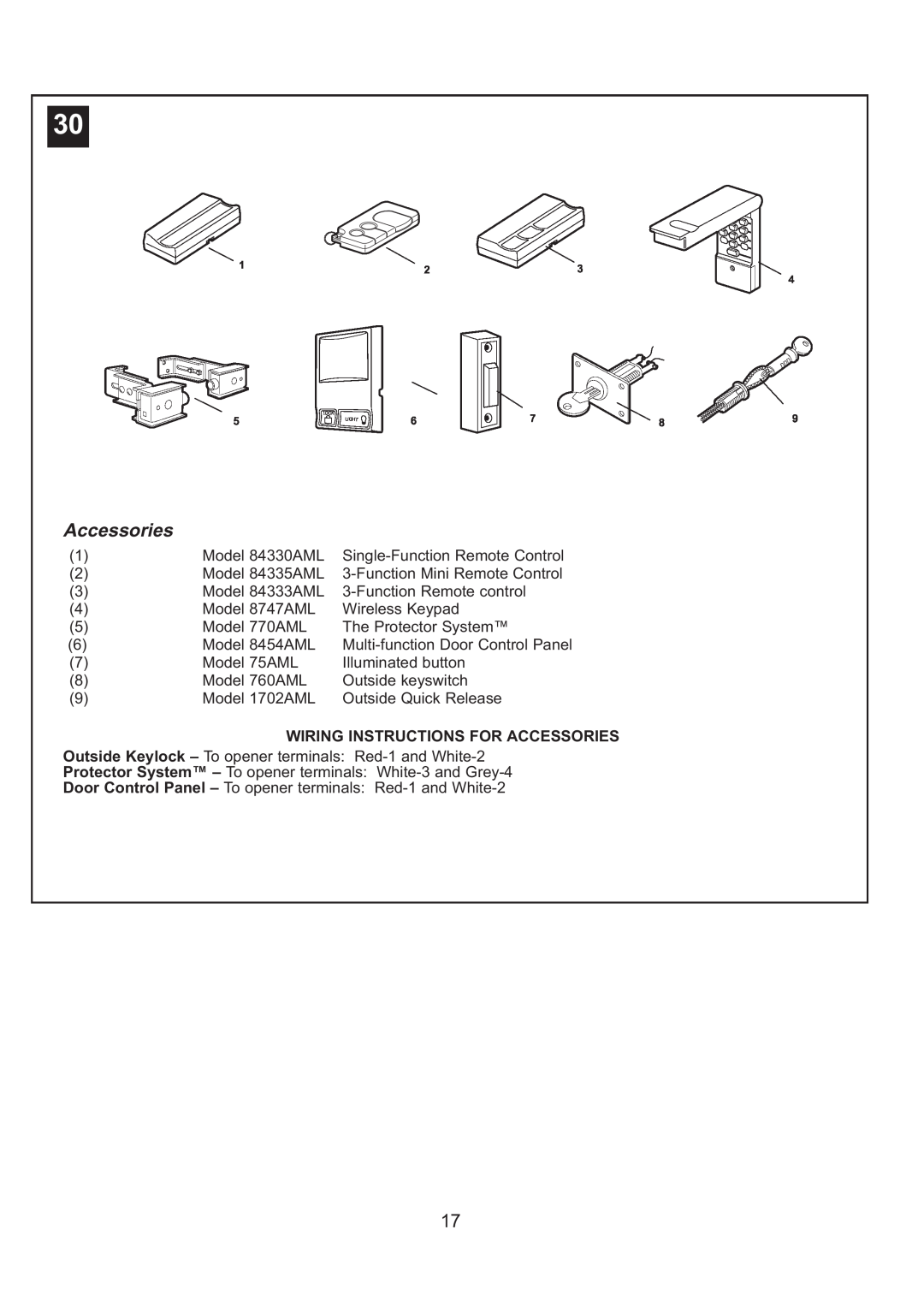 Sigma ML750 instruction manual Wiring Instructions For Accessories 
