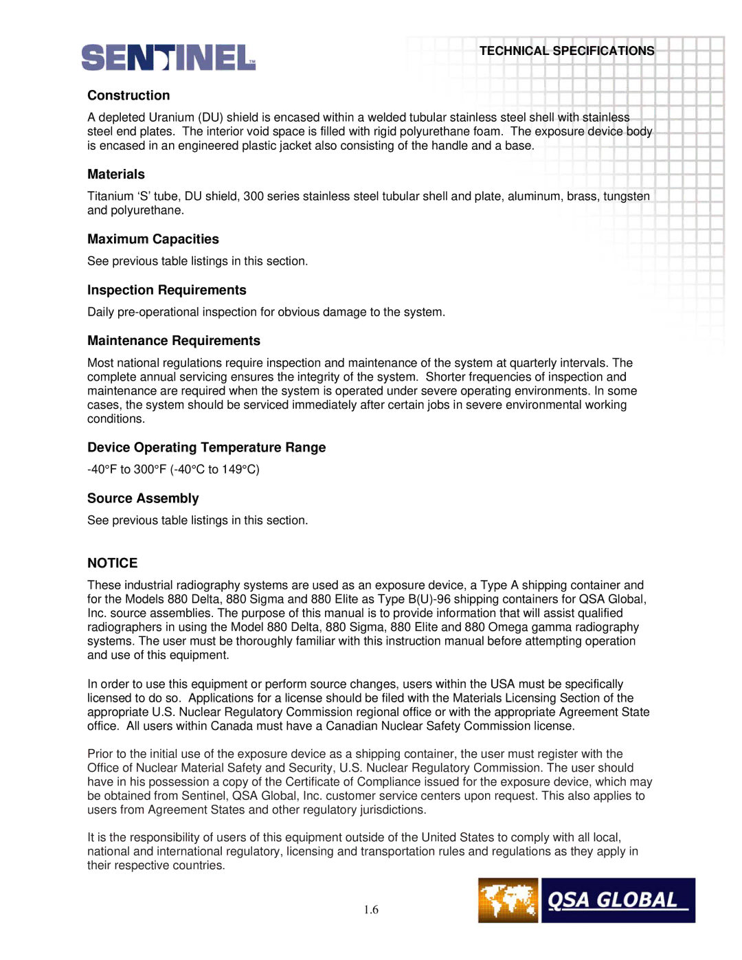 Sigma projetor manual Construction, Materials, Maximum Capacities, Inspection Requirements, Maintenance Requirements 