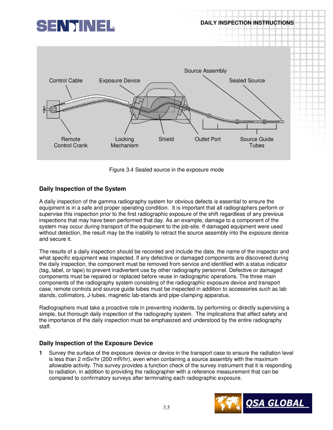 Sigma projetor manual Daily Inspection of the System, Daily Inspection of the Exposure Device 